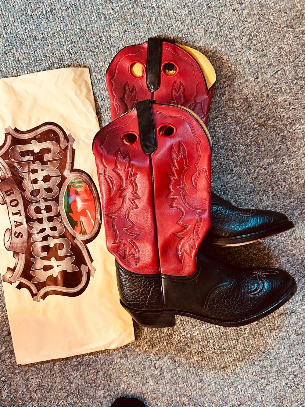 Caborca Red & Black Western Cowboy Boots